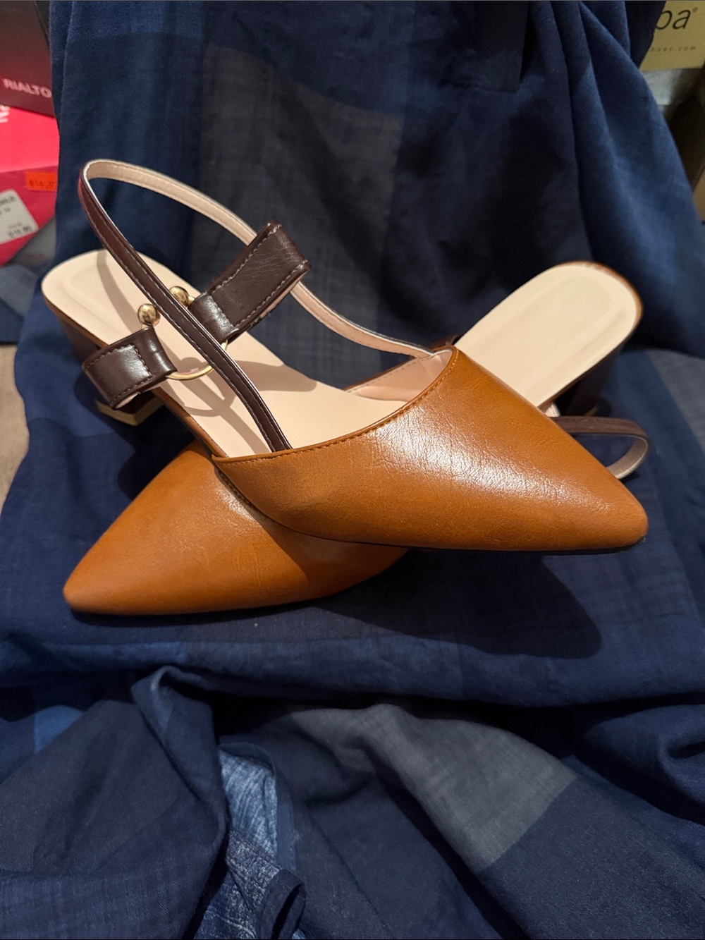 Classic Pointed-Toe Slingback Women Shoes in Brown